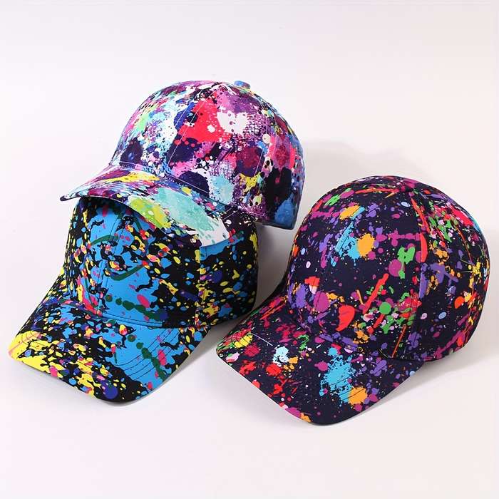 1pc Tie Dye Graffiti Baseball Cap Trendy Hip Hop Print Dad Hats Lightweight Adjustable Sports Hats