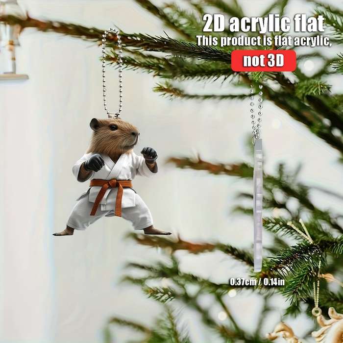 1pc 2D Flat   Taekwondo Capybara Acrylic Hanging Charm  Martial Arts Design with Karat