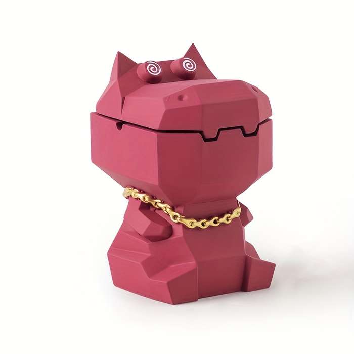 1pc Modern Animal-Shaped Ashtray with Lid Vibrant Color Concrete Stone Design Irregular Shap