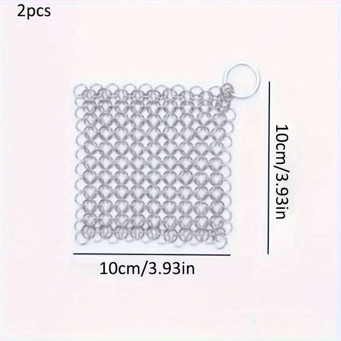 2-Pack 316 Stainless Steel Kitchen Scrubbers Reusable Heavy-Duty Metal Scouring Pads for Ski