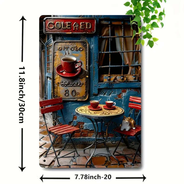 1pc Vintage Little Lane Coffee Metal Tin Sign 20.32cmx30.48cm Ideal for Home Cafe Garage and Bar Wal