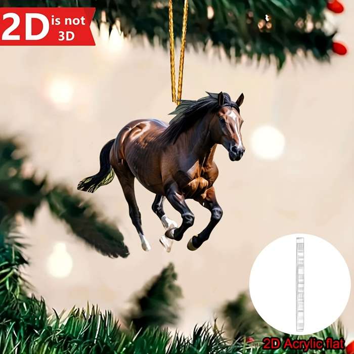 1pc 2D Flat Acrylic Flat Horse in Mid-Gallop Wall Art Vibrant Brown Stallion