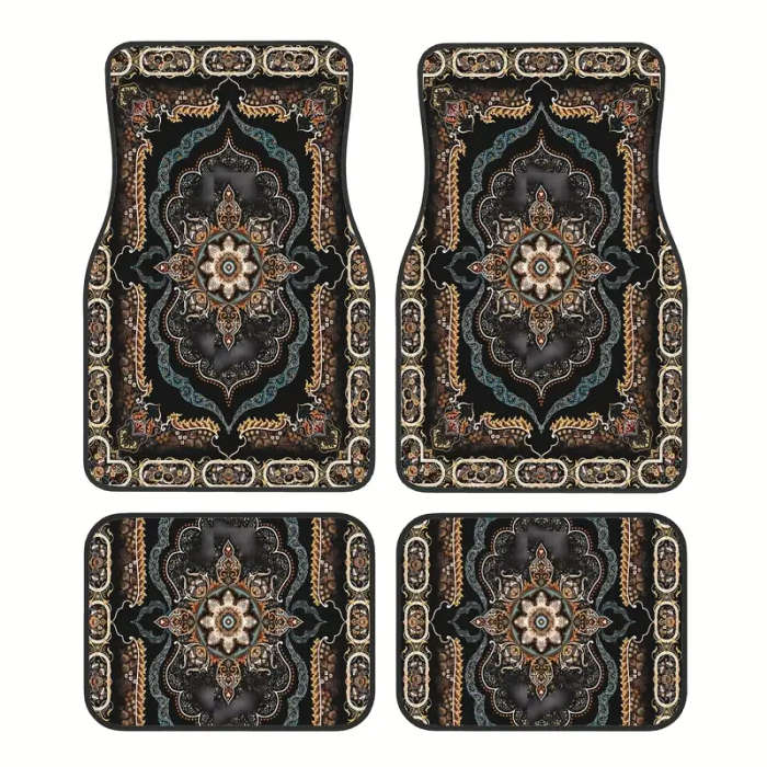 4pcs Bohemian Pattern European Ethnic Car Rubber Mats