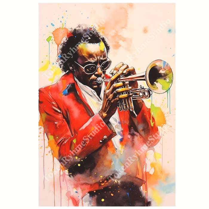 1pc  Miles Davis Frameless Canvas Print 30.48x45.72cm Jazz Musician Wall Art Vibrant Colorfu
