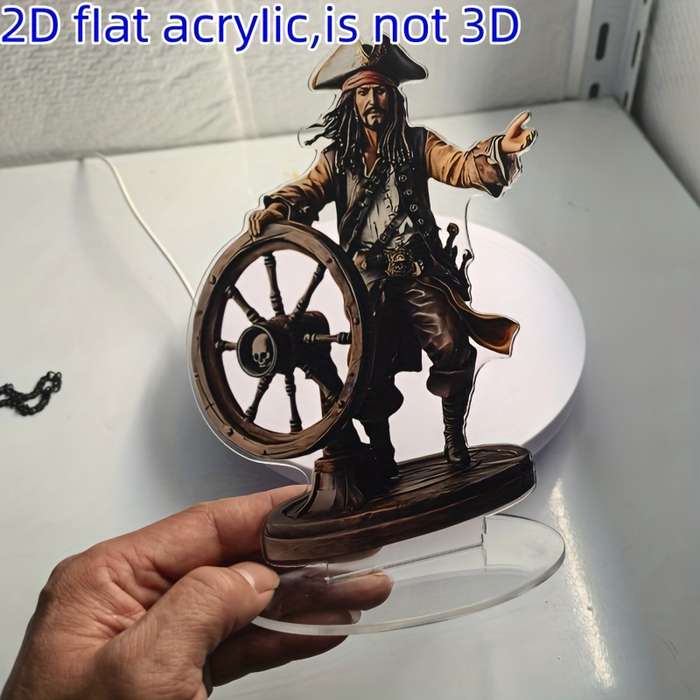 1pc 2D Flat   Bohemian Nautical  Acrylic Ship Wheel Desktop Decoration 12.7x17.78 cm Pi