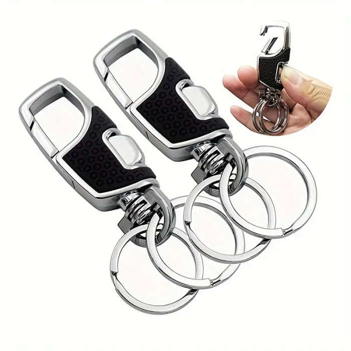 1pc Car Waist Hanging Keychain Creative Stainless Steel Hanging Buckle Couple High-end Key Ring Colo
