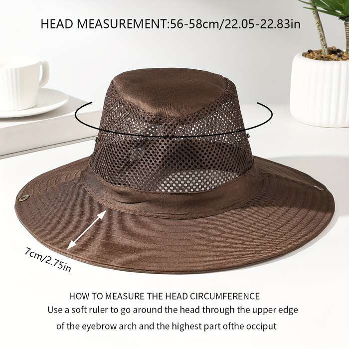 1pc Casual Mountaineering Hat for Men with Large Brim Outdoor Sun Protection Fishing Fisherman