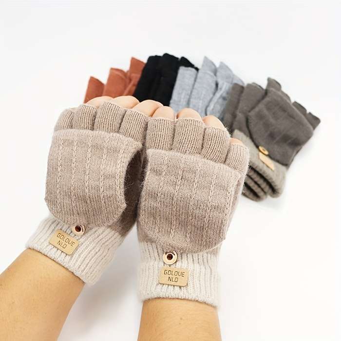 1 Pair Black Warm Gloves