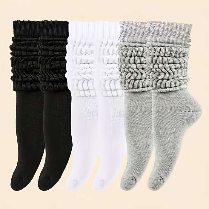 1 Pair Random Color Solid Color One Size High Elastic Socks