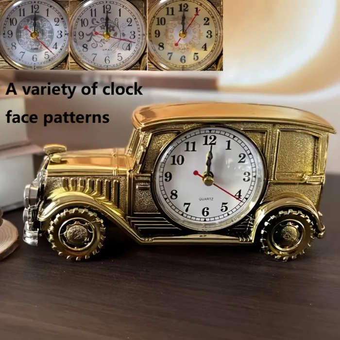 1pc Vintage Car-Shaped Alarm Clock Creative Bedside Office Decor Battery Operated AA Perfect