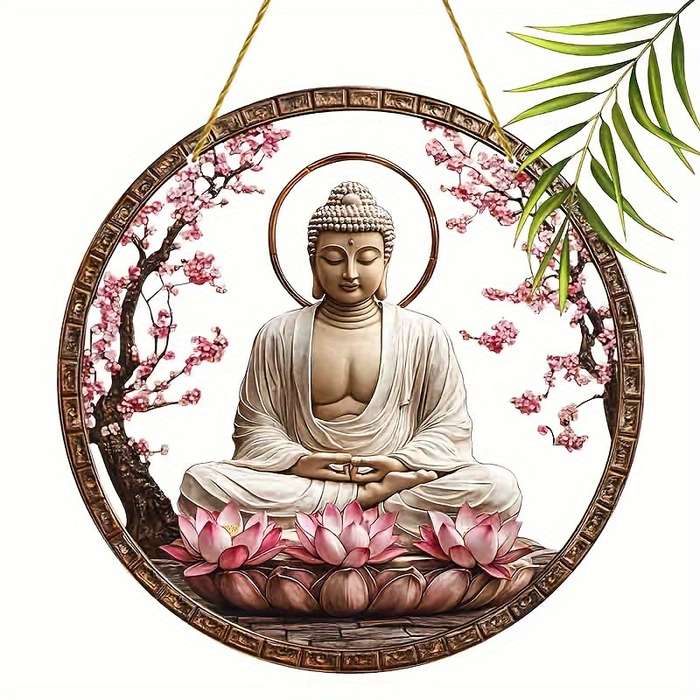1pc 2D Flat   Acrylic Buddha Garden Garden Suncatcherss 22.86cm x 22.86cm Stained Window Han