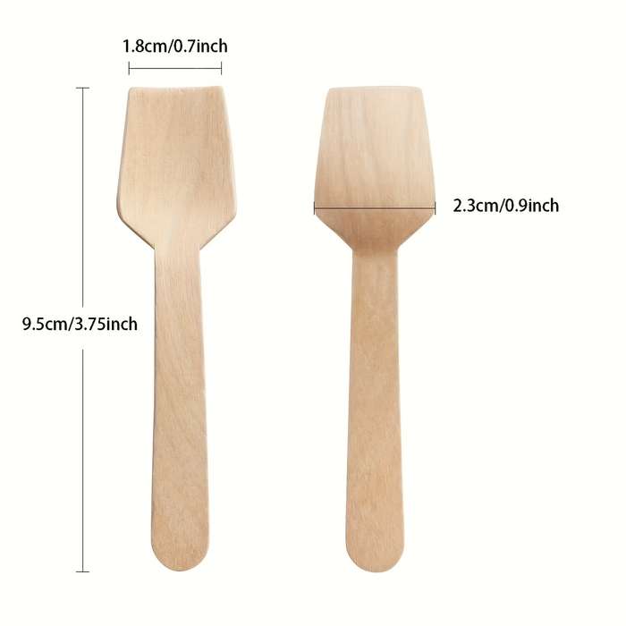 100pcs Elegant Mini Square Wooden Spoons 3.75  Perfect for Ice Cream Desserts Tastings