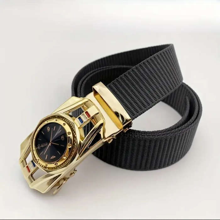 Men's Casual Outdoor Belt With Dial Design Grey