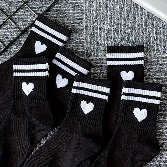 6 Pairs Black One Size High Elastic Socks