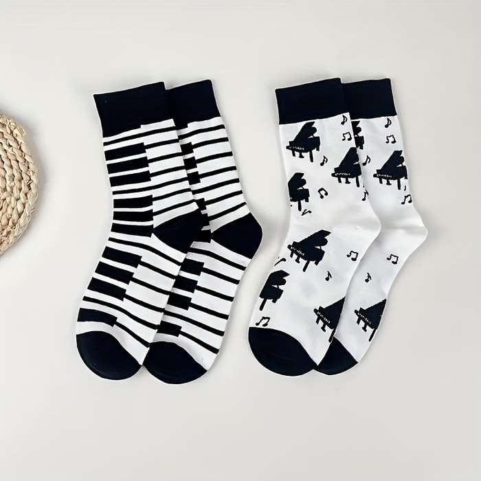 1 Pair Grand Piano Notes  One Size Socks