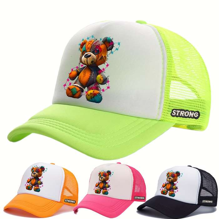 1pc Multicolored Bear Print Baseball Cap for Street Style Perfect for Parties And Outdoor Sun Prot