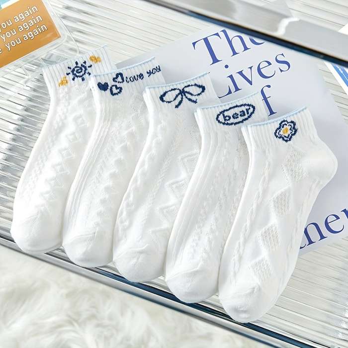 5 Pairs Of Random Colors One Size High Elastic Socks