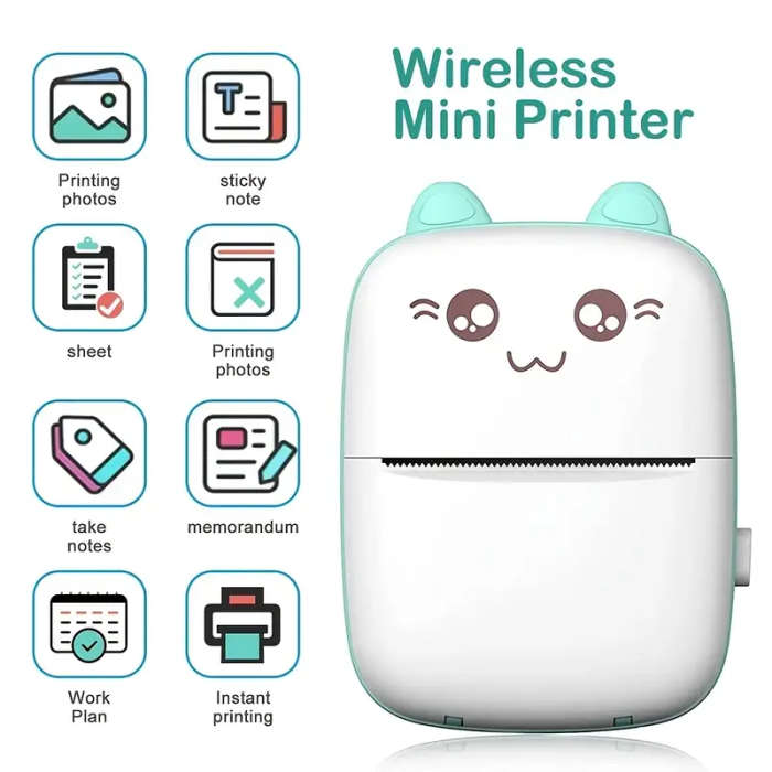 1pc Wireless Mini Thermal Printer Wireless Mini Thermal Printer Portable Label Maker 200dpi