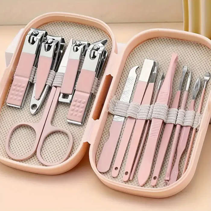 14pcs Stainless Steel Manicure and Pedicure Set Nail Clippers Grooming Tools with Portable Case Alco