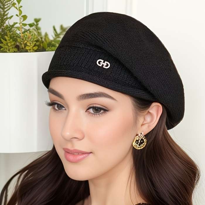 1pc Women's Stretchy Beanie Hat With Pocket Soft And Cozy Acrylic Knit Cap For Autumn And Winter
