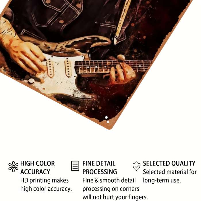 1pc Vintage Rock Guitarist Metal Wall Art Watercolor Portrait Electric Guitar Energy Perfect Gi