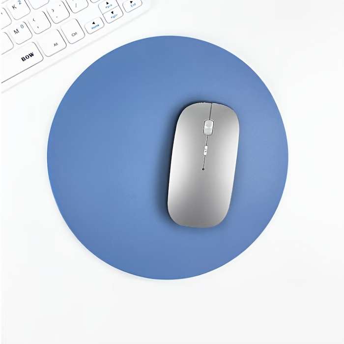 1pc Round Faux Leather Mouse Pad Sleek Black Smooth Surface for Precision Tracking