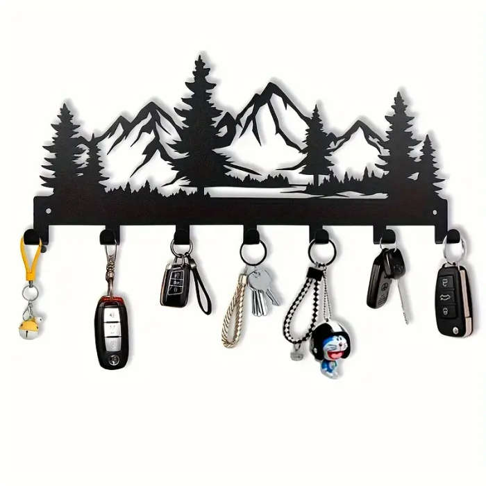 1pc Charming Metal Forest Key Hook Easy Install Wall Mount for Towels Hats Purses Stylish Entrance B