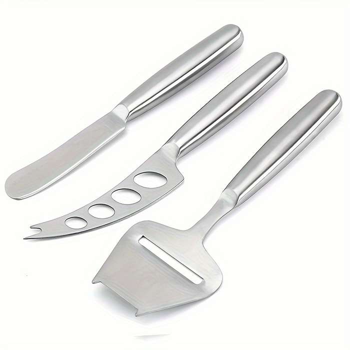 3pcs 1set Stainless Steel Cheese Knife Set Cheese Cutter Cheese Grater Multi-hole Knife Cut