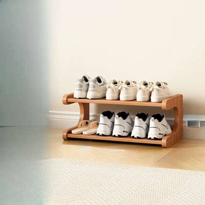 Two-Layer Wide Wooden Shoe Rack