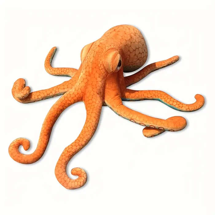 Bright Orange And Blue Octopus Plush Toy