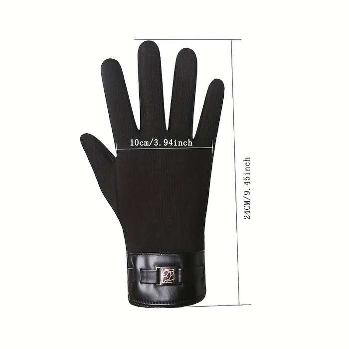 1 Pair Black Warm Gloves
