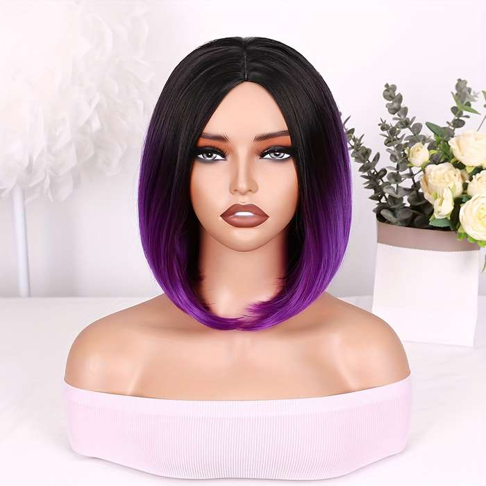 1Pc Dark Purple 35.56cm Fashion Design Wig