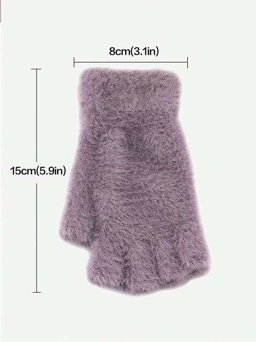 1 Pair Black Khaki One Size Warm Gloves
