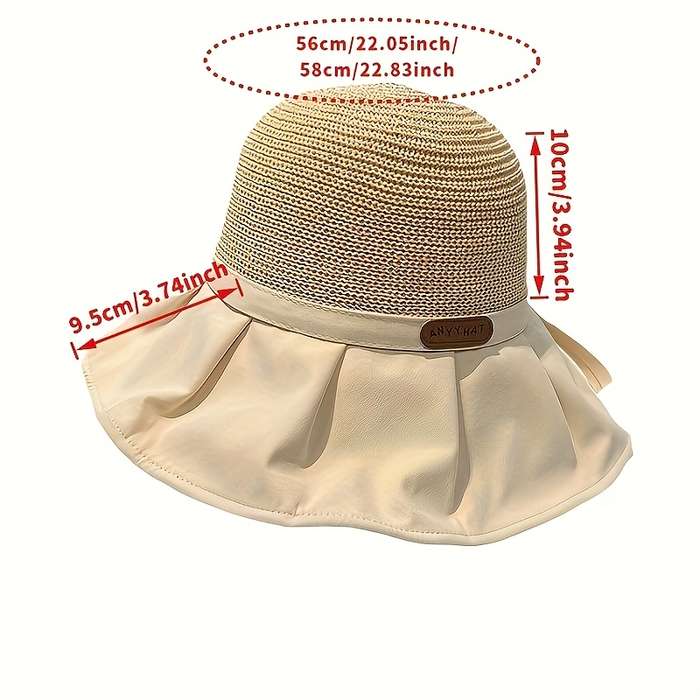 1pc Women'S Elegant Summer Bucket Hat with Bowknot Wide Brim Sun Hat for Beach Outdoor Travel