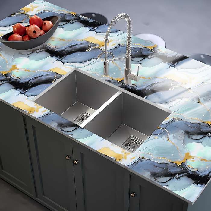 1PC Wall StickersDream Blue Marble40X300cm 15.7X118.1inch