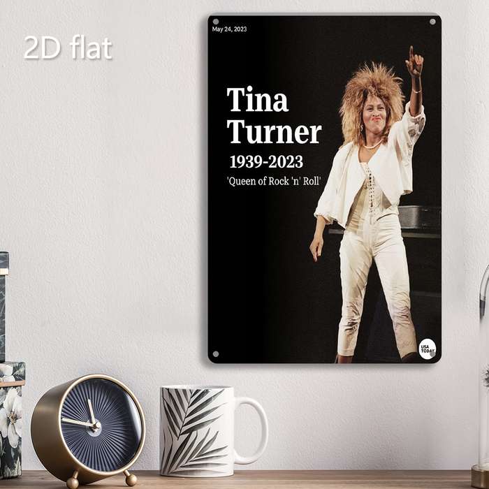 1pc 2D Flat  Tina Turner Tribute Metal Wall Art Pre-Drilled Holes Weather-Resistant Iron Si