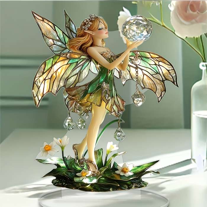 1pc 2D Flat  Enchanted Fairy Acrylic Desk Ornament 17.78cm x 15.24cm Perfect Birthday Gift for S