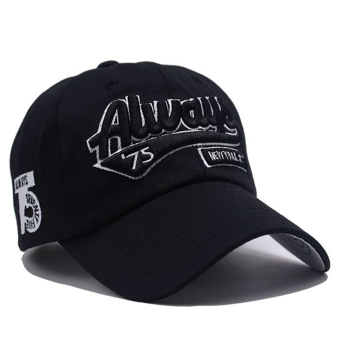 1pc Vintage Washed Cotton Baseball Cap with Embroidered Letters ALWAYS 75 NEW YORK Adjustab