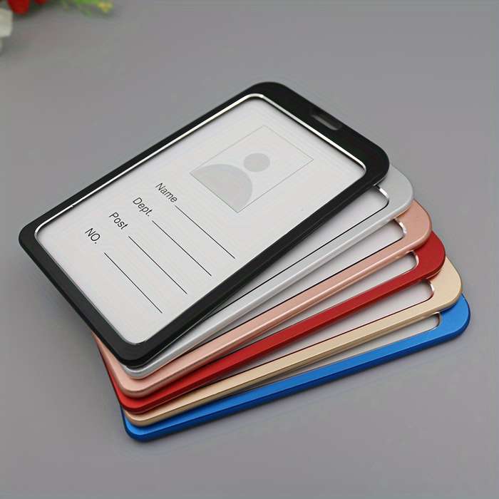 1pc A Vertical Aluminum Card Holder In Golden Color Suitable For Employee ID Cards Student Cards
