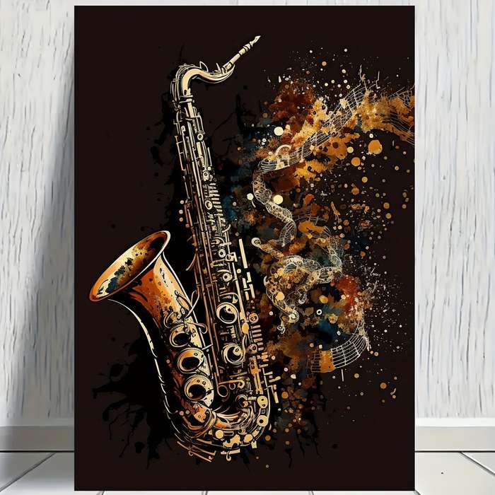 1pc  Golden Saxophone Canvas Art Poster Frameless 30.48x45.72 cm Music Themed for Bedroom O