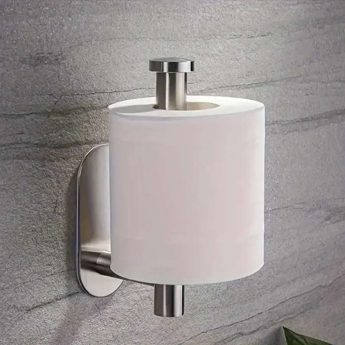 1pc Self-Adhesive Toilet Paper Holder Wall Mount No-Drill Installation Modern Plastic Tissue Roll Or