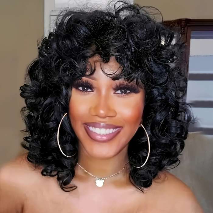 1Pc Black 40.64cm Fashion Design Wig