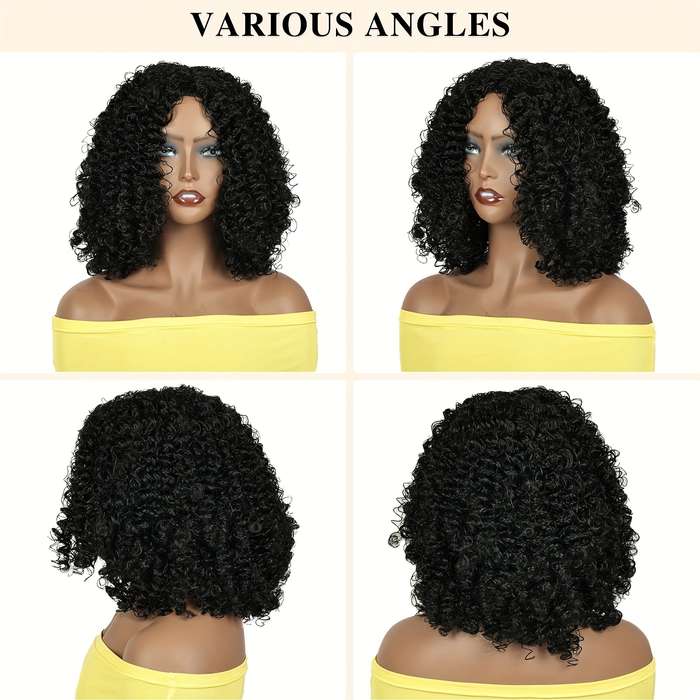 1Pc Black 35.56cm Fashion Design Wig