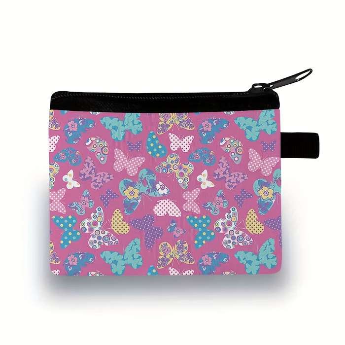 1pc Butterfly Pattern Coin Purse Cute Fashion Storage Bag Polyester Material Durable Lightweight B