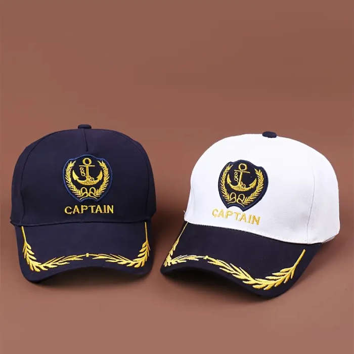 1pc Adjustable Baseball Cap with Anchor Design Lightweight Polyester Non-Stretch Woven Ideal for Out