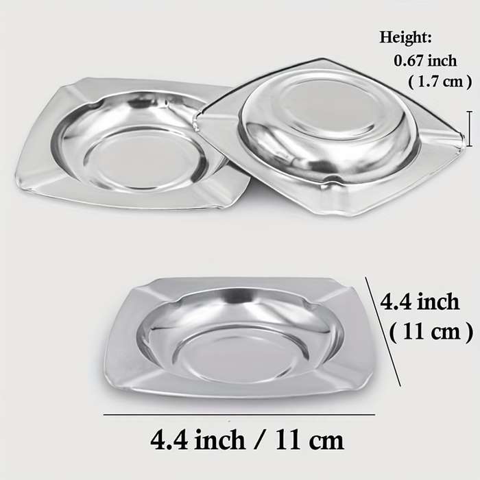 10pcs Stainless Steel Ashtray Set Traditional Square Design for Indoor Outdoor Use Durab