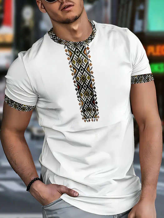Men's Casual Crew Neck Short Sleeve T-Shirt, Breathable Round Neck