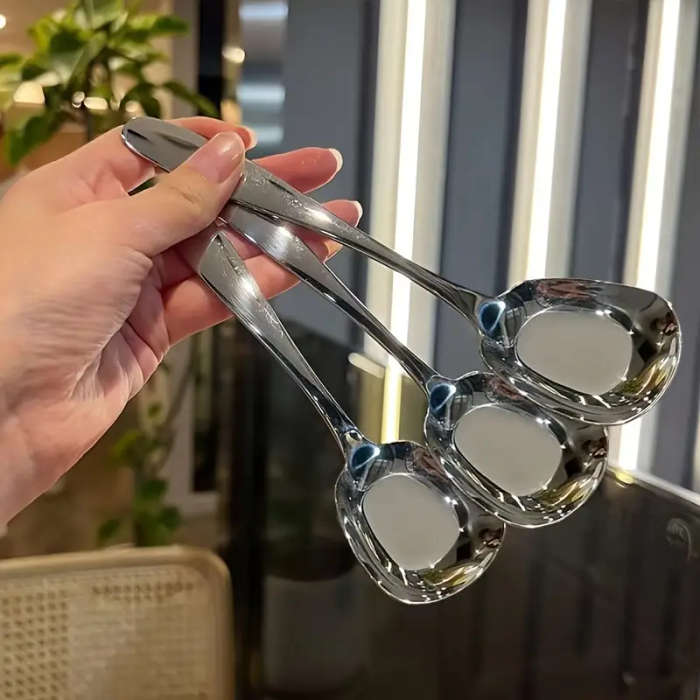3 Pieces Stainless Steel Square-Headed Spoons with Long Handles