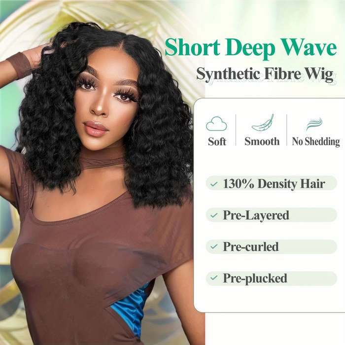 1Pc Black 30.48cm Fashion Design Wig