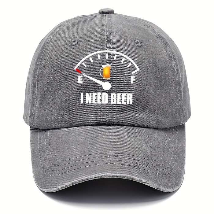 1pc Beer Theme Washed Cotton Baseball Cap Adjustable Hat For Men And Women